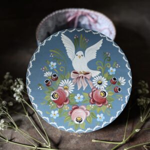 Godendose / handbemalte und bestickte Schatulle zur Geburt,Taufe, Firmung, Hochzeit